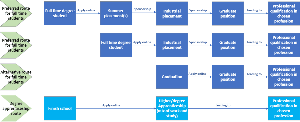 Diagram showing different graduate routes